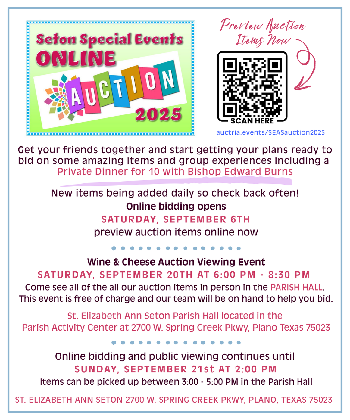 Seton Online Auction 2025_Qtr Page
